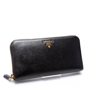 1ML506 Vitello Move Zip Around Long Wallet Black