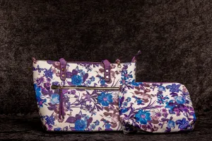 2-piece Purple Flower Printed Handbag