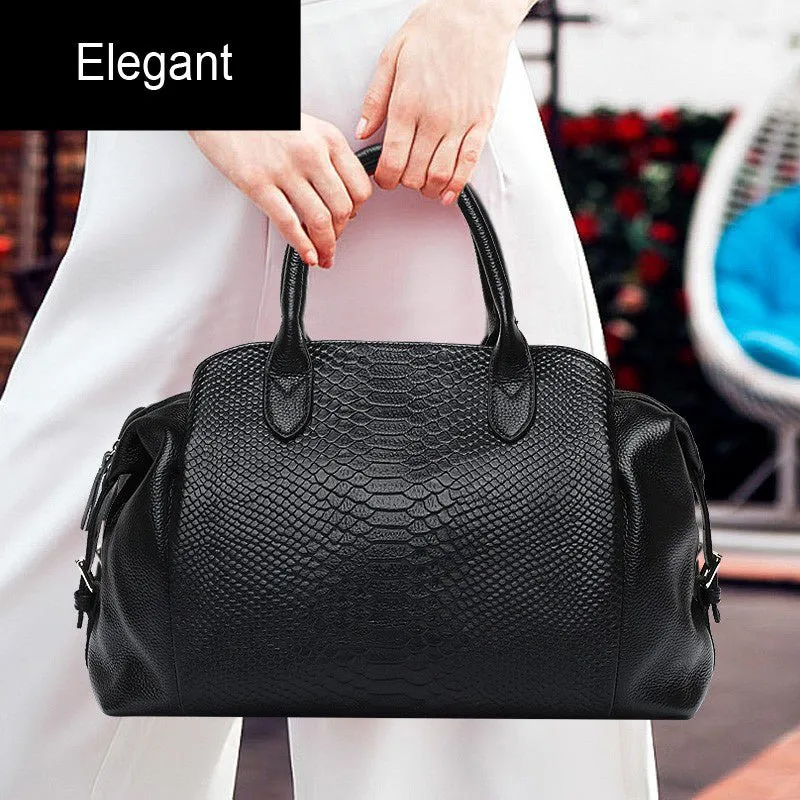 AlliLuxe Chic Alligator Pattern Leather Shoulder Bag
