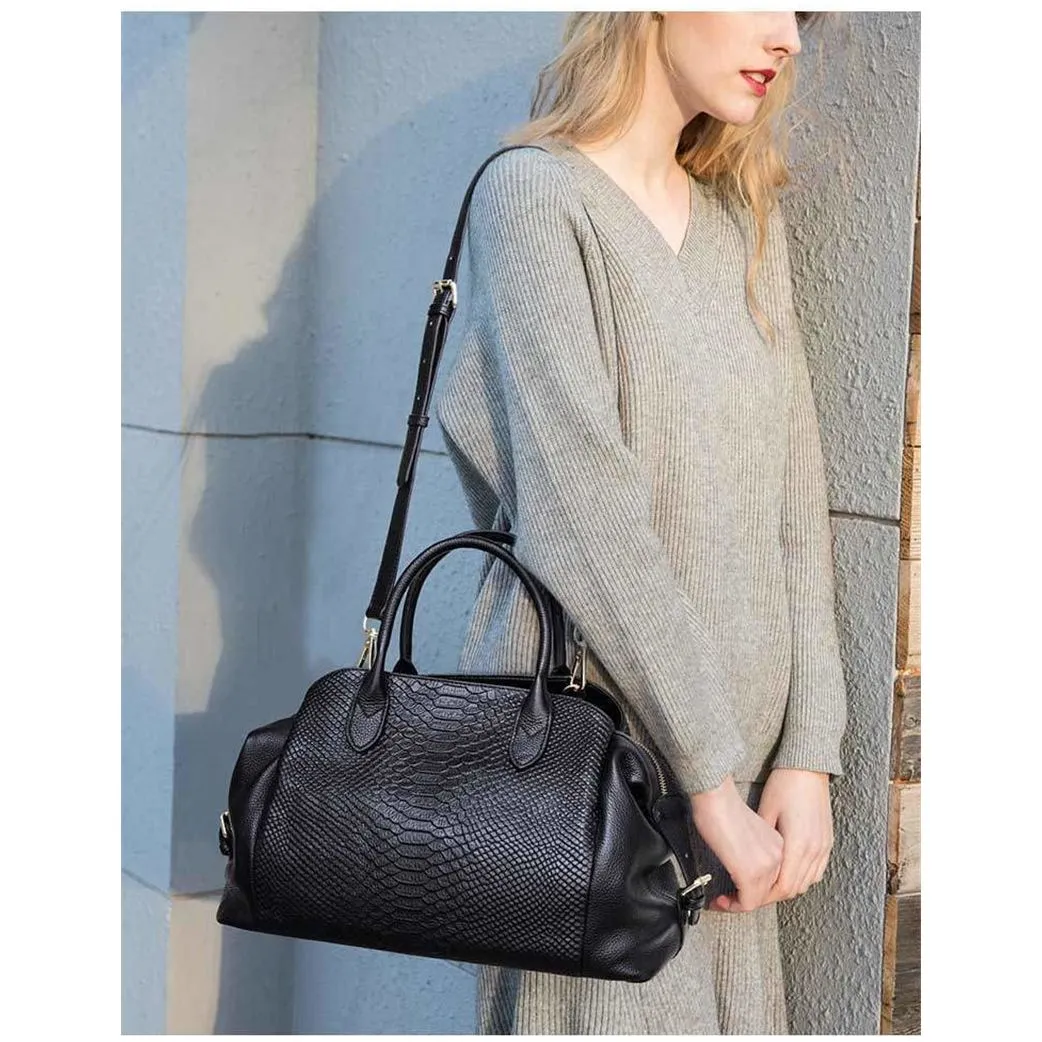 AlliLuxe Chic Alligator Pattern Leather Shoulder Bag