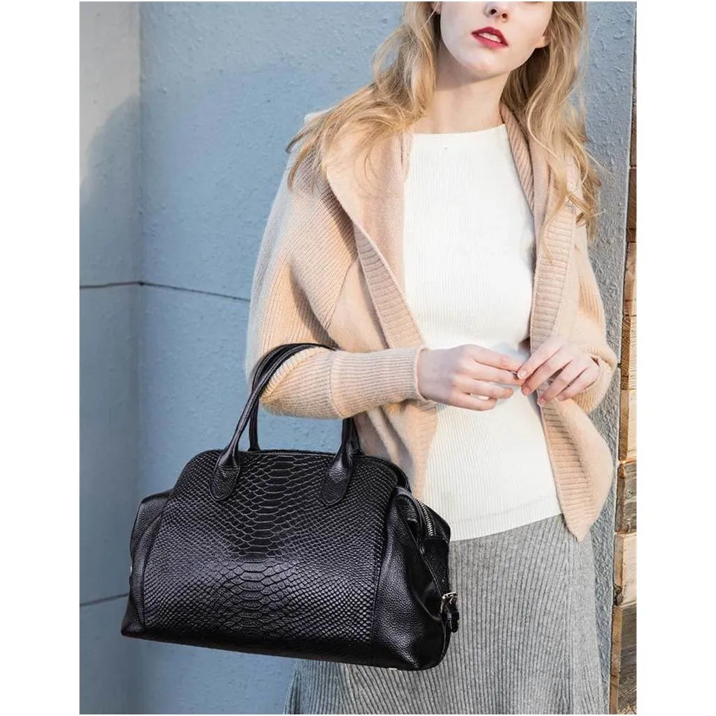 AlliLuxe Chic Alligator Pattern Leather Shoulder Bag