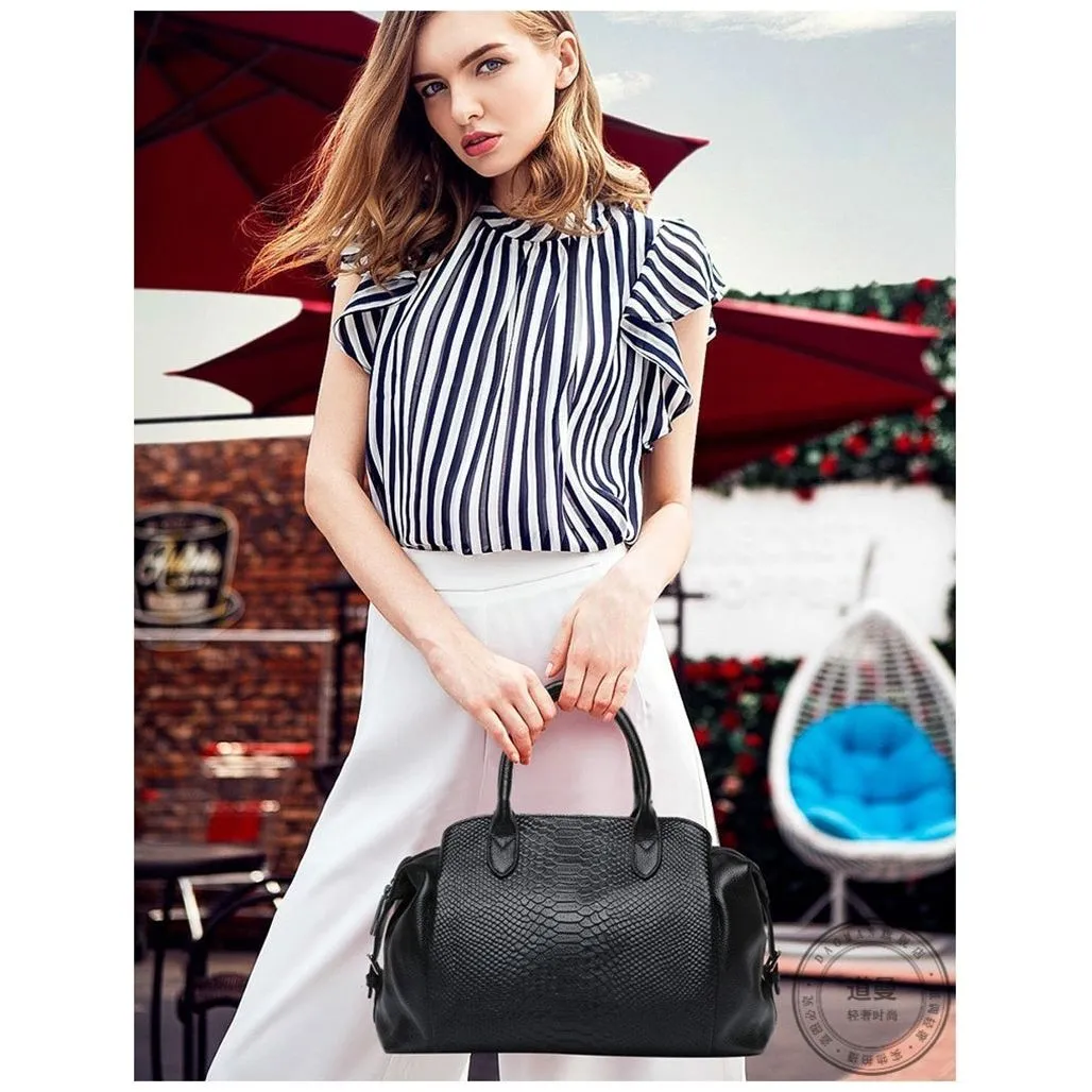 AlliLuxe Chic Alligator Pattern Leather Shoulder Bag