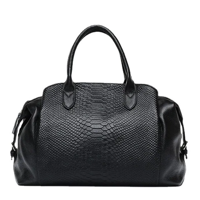 AlliLuxe Chic Alligator Pattern Leather Shoulder Bag