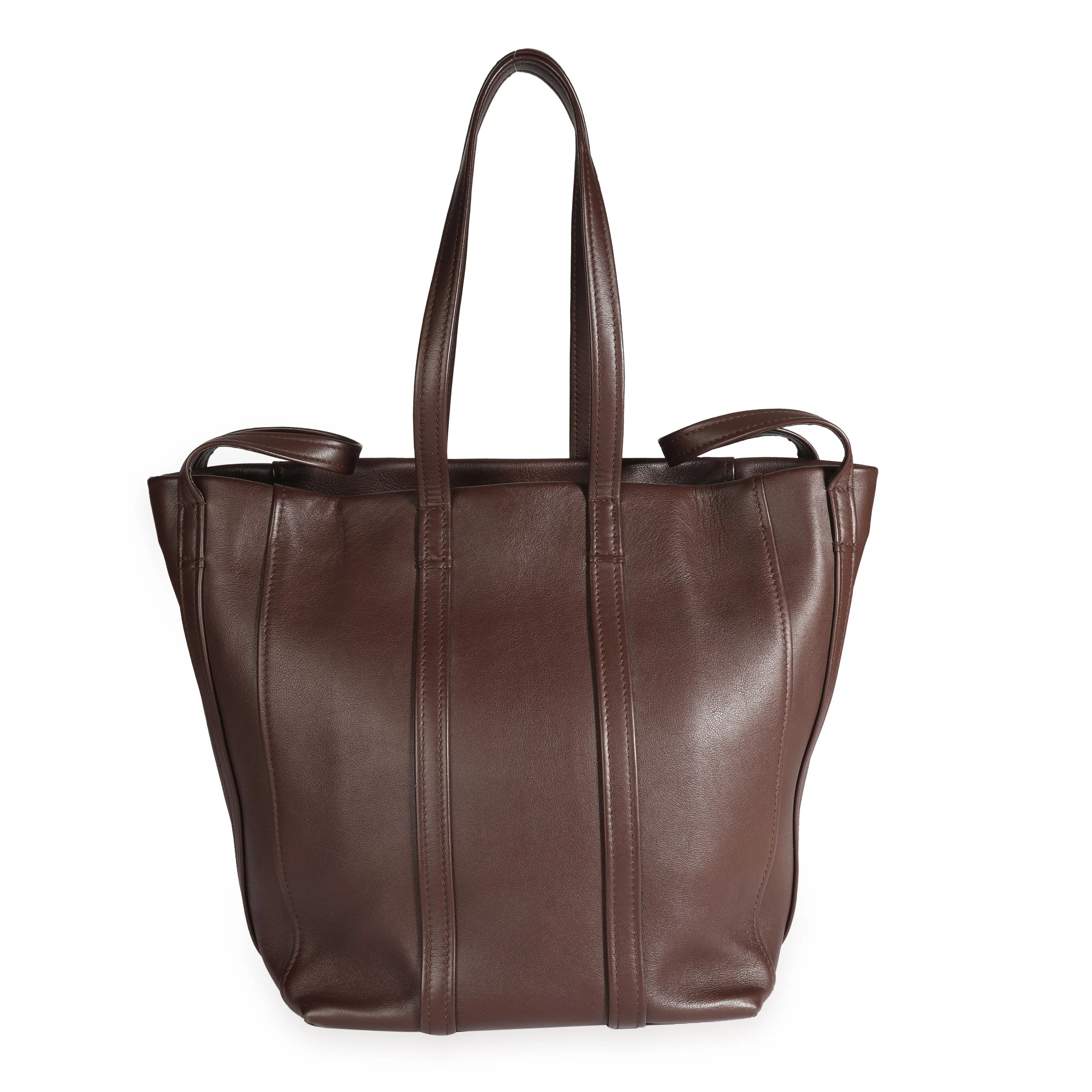 Balenciaga Marron Leather Large Laundry Cabas Tote