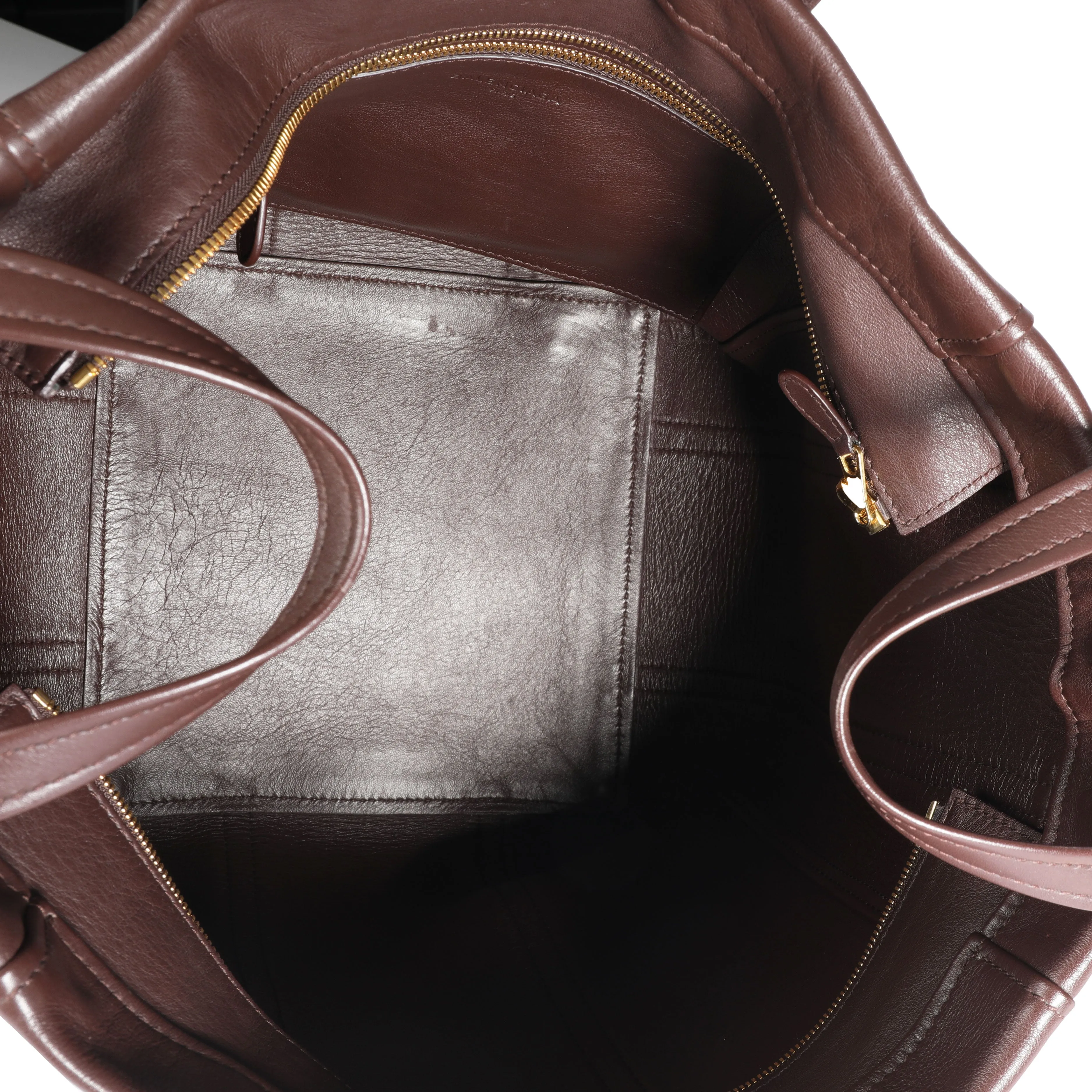 Balenciaga Marron Leather Large Laundry Cabas Tote