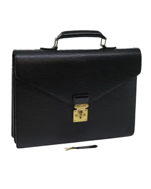 Black Epi Leather Business Bag with Key Accessory
