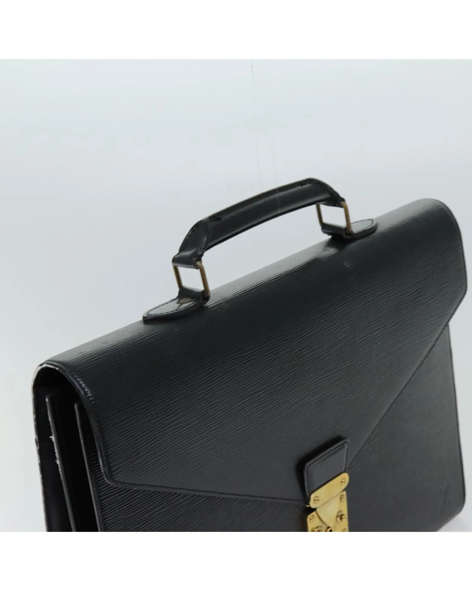 Black Epi Leather Business Bag with Key Accessory