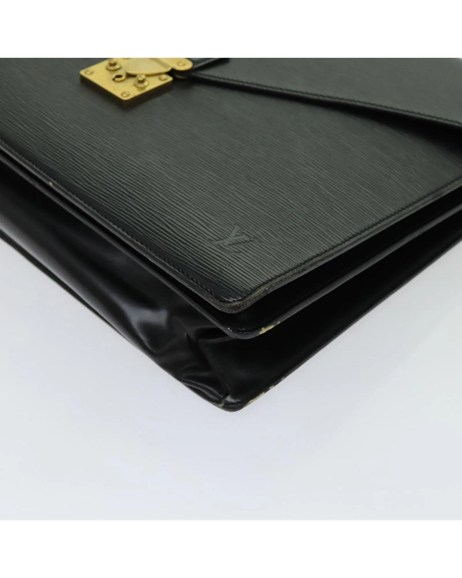 Black Epi Leather Business Bag with Key Accessory