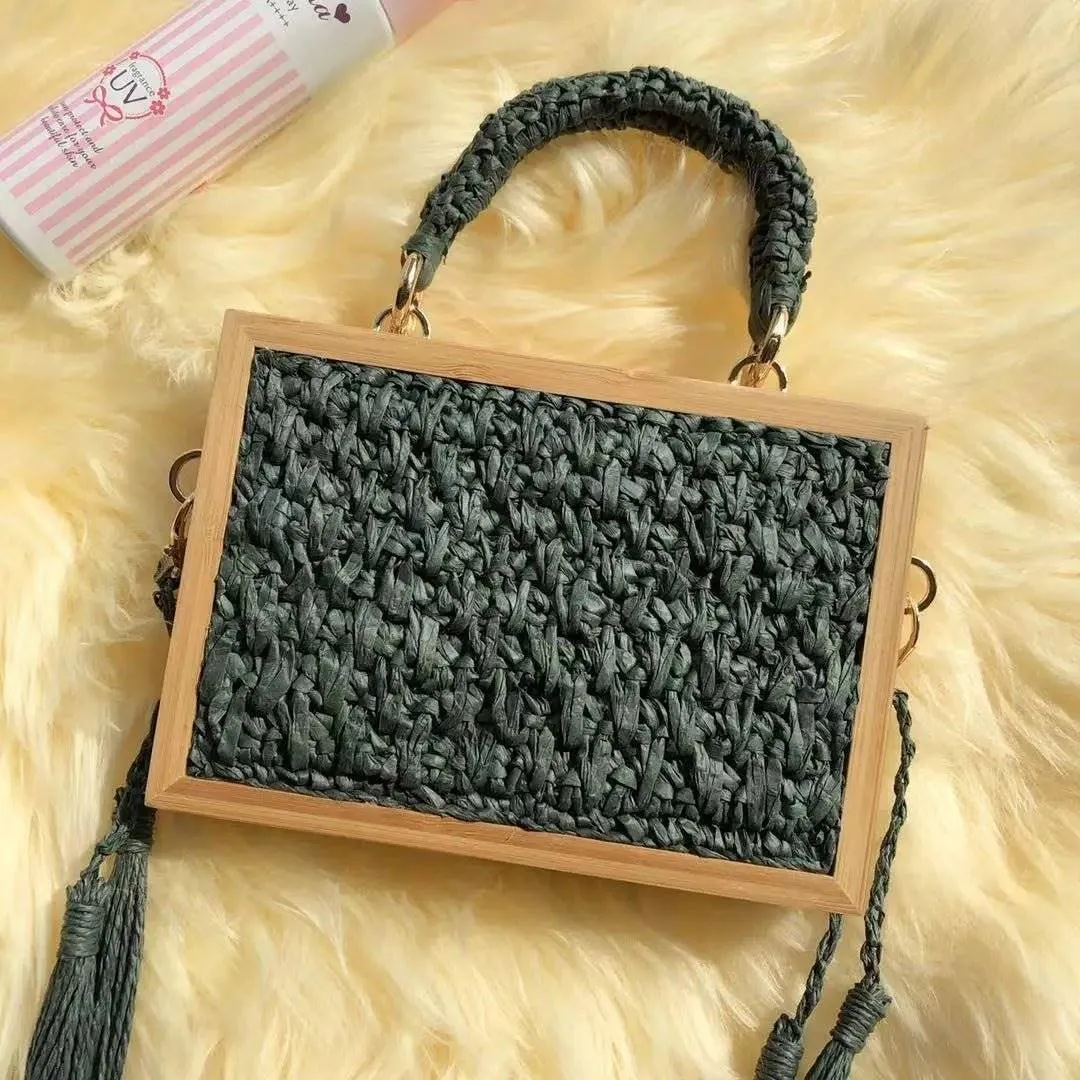 Boho Chic Bamboo Tassel Woven Crossbody Bag