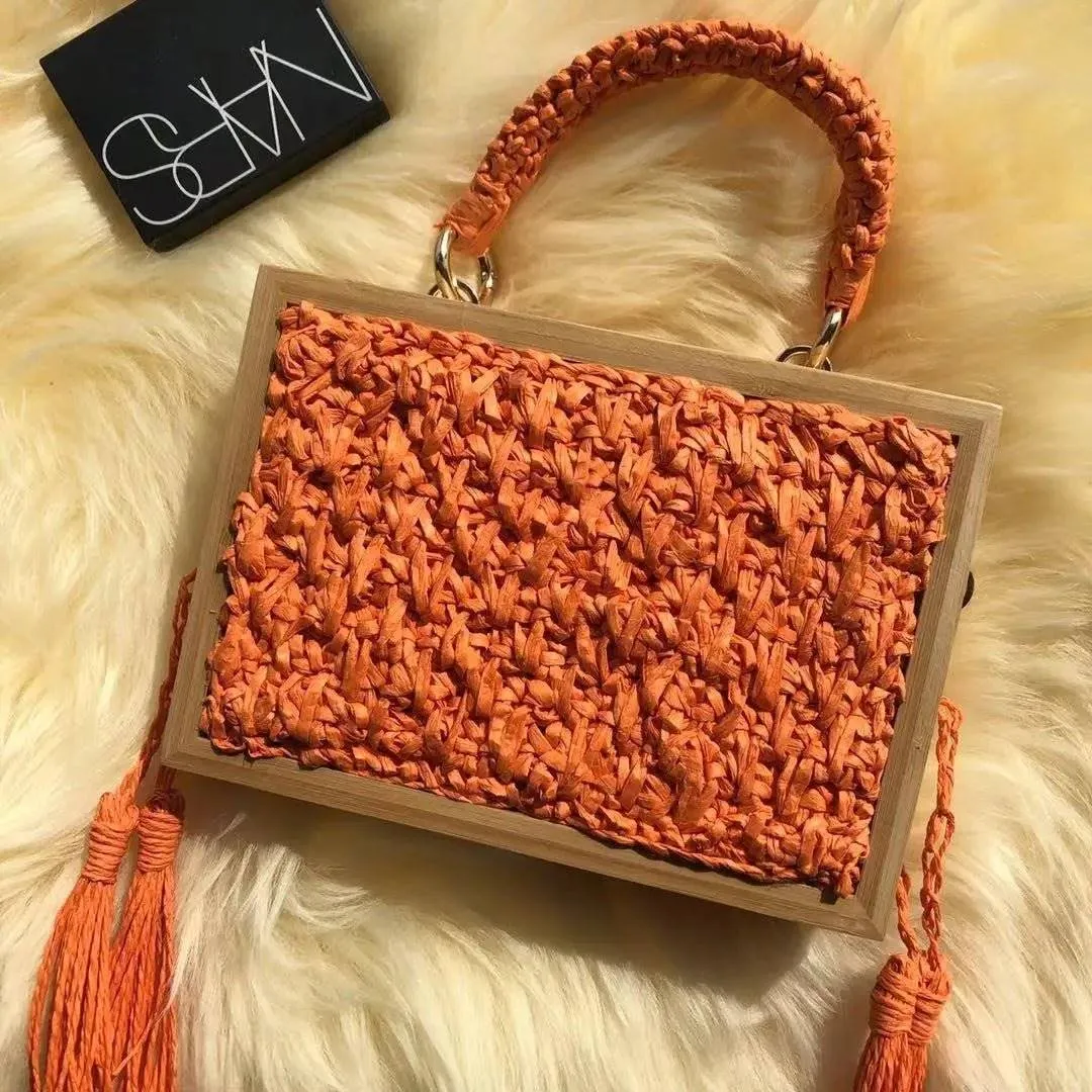 Boho Chic Bamboo Tassel Woven Crossbody Bag