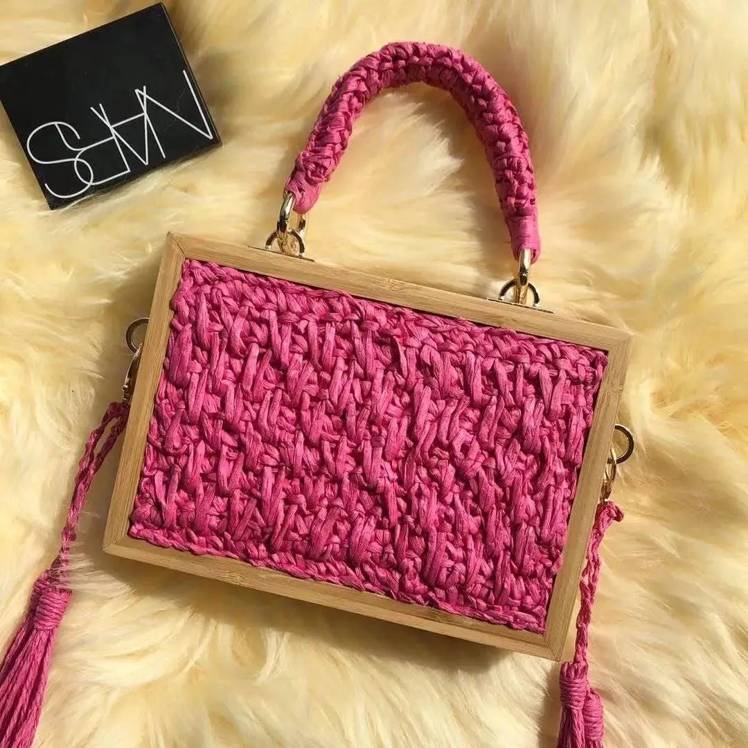 Boho Chic Bamboo Tassel Woven Crossbody Bag