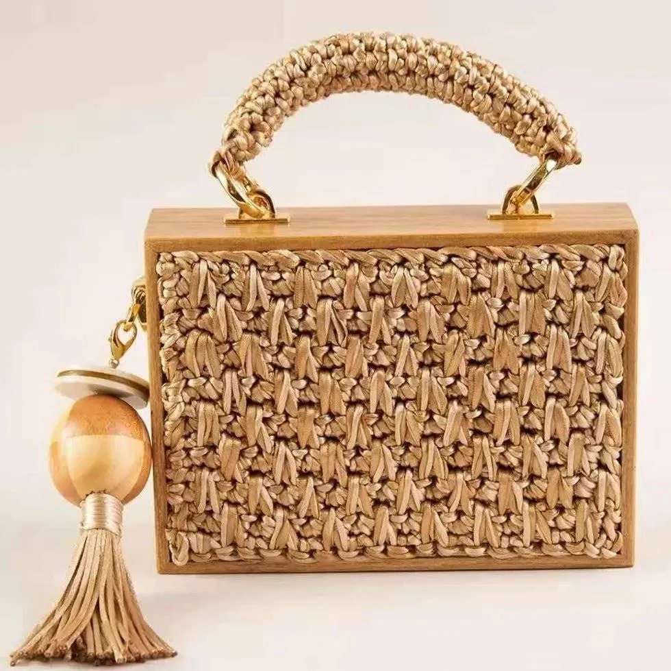 Boho Chic Bamboo Tassel Woven Crossbody Bag