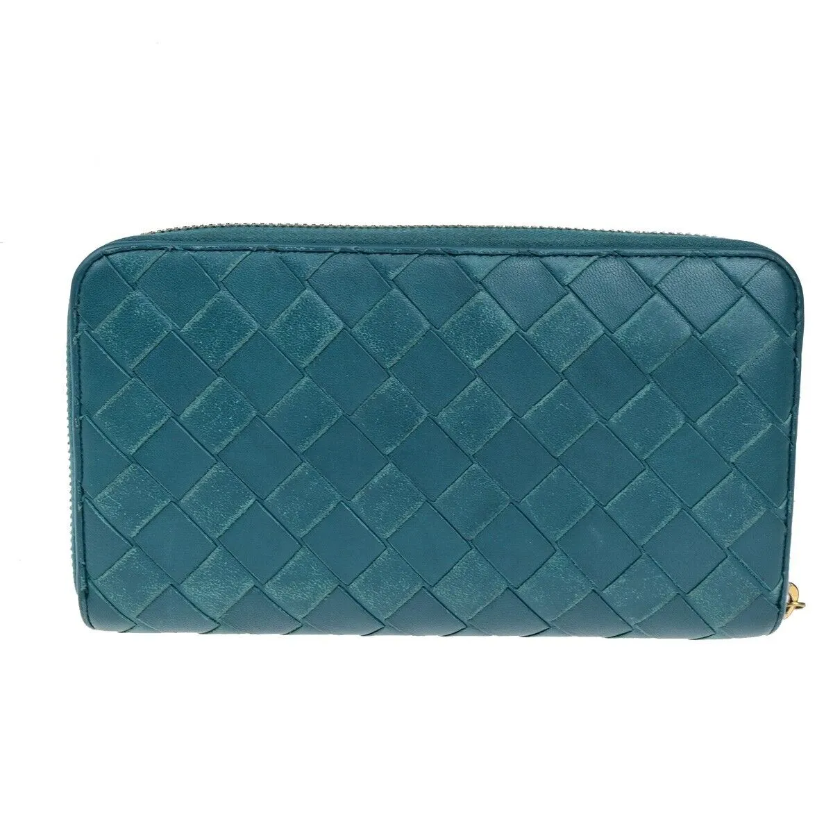 Bottega Veneta Zip Around Wallet Green Leather Wallet  (Pre-Owned)