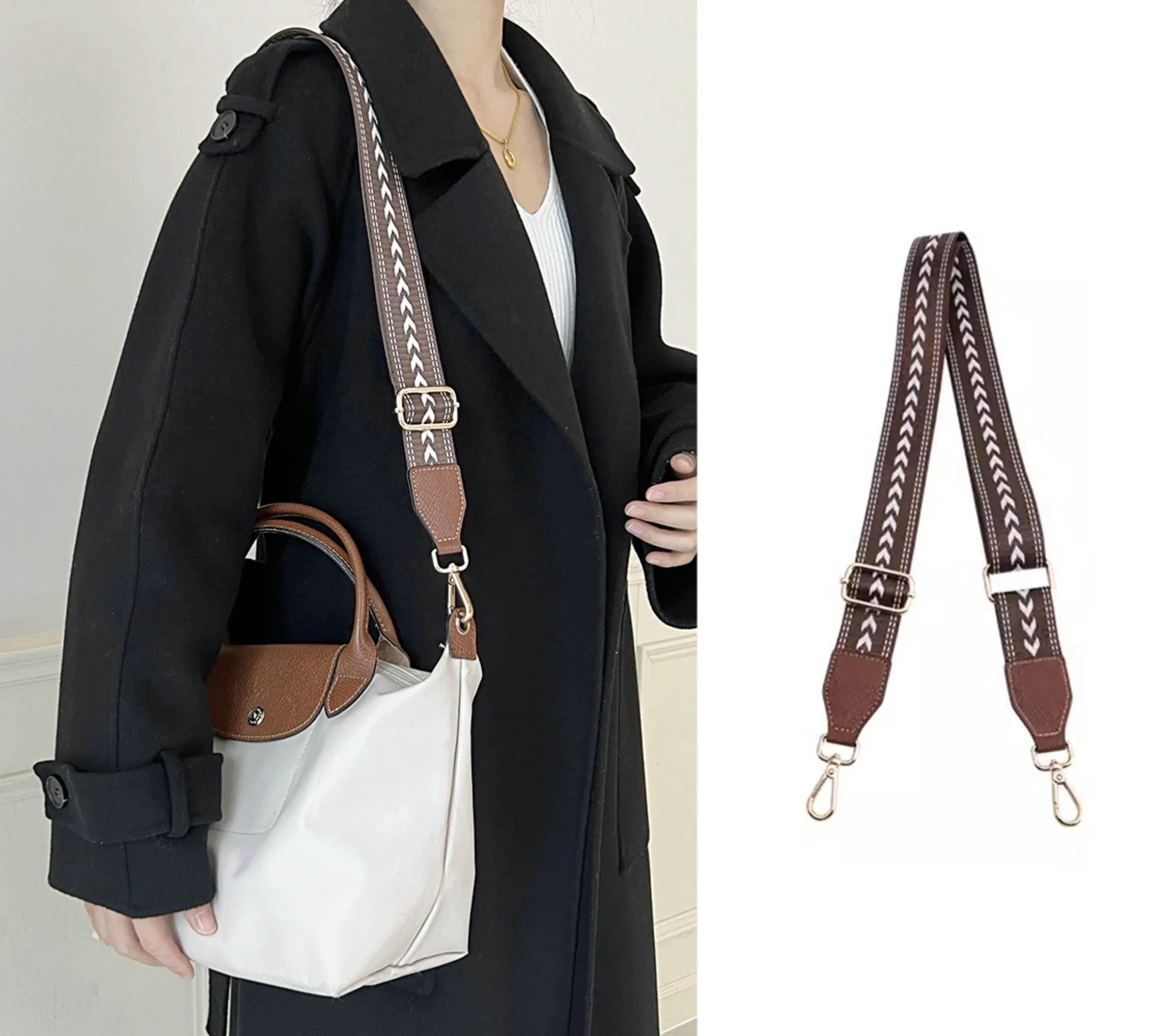Canvas Wide Shoulder Strap for Le Pliage Original Bag (Small Size) – 3.7cm Width, Handmade Adjustable Strap
