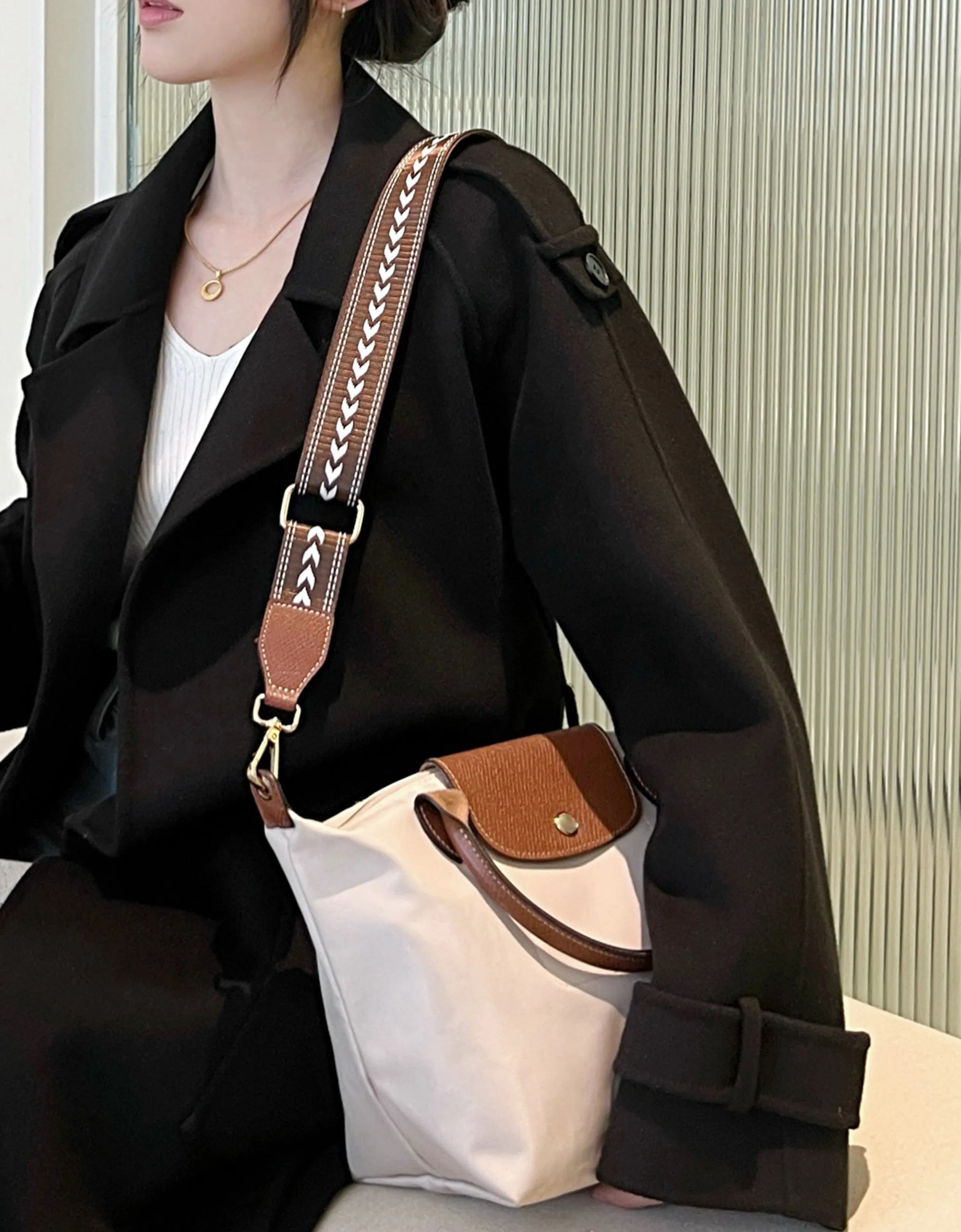 Canvas Wide Shoulder Strap for Le Pliage Original Bag (Small Size) – 3.7cm Width, Handmade Adjustable Strap