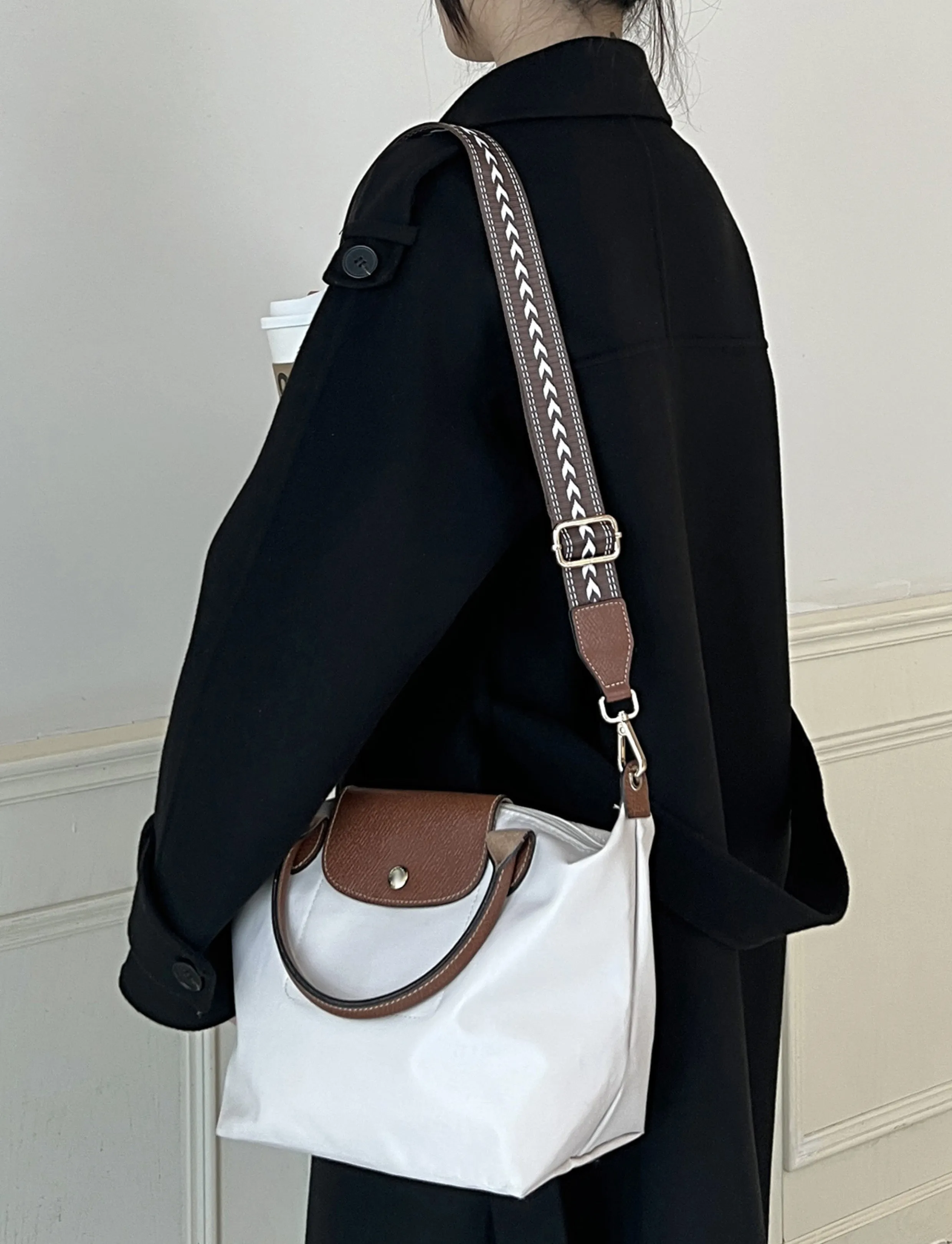 Canvas Wide Shoulder Strap for Le Pliage Original Bag (Small Size) – 3.7cm Width, Handmade Adjustable Strap