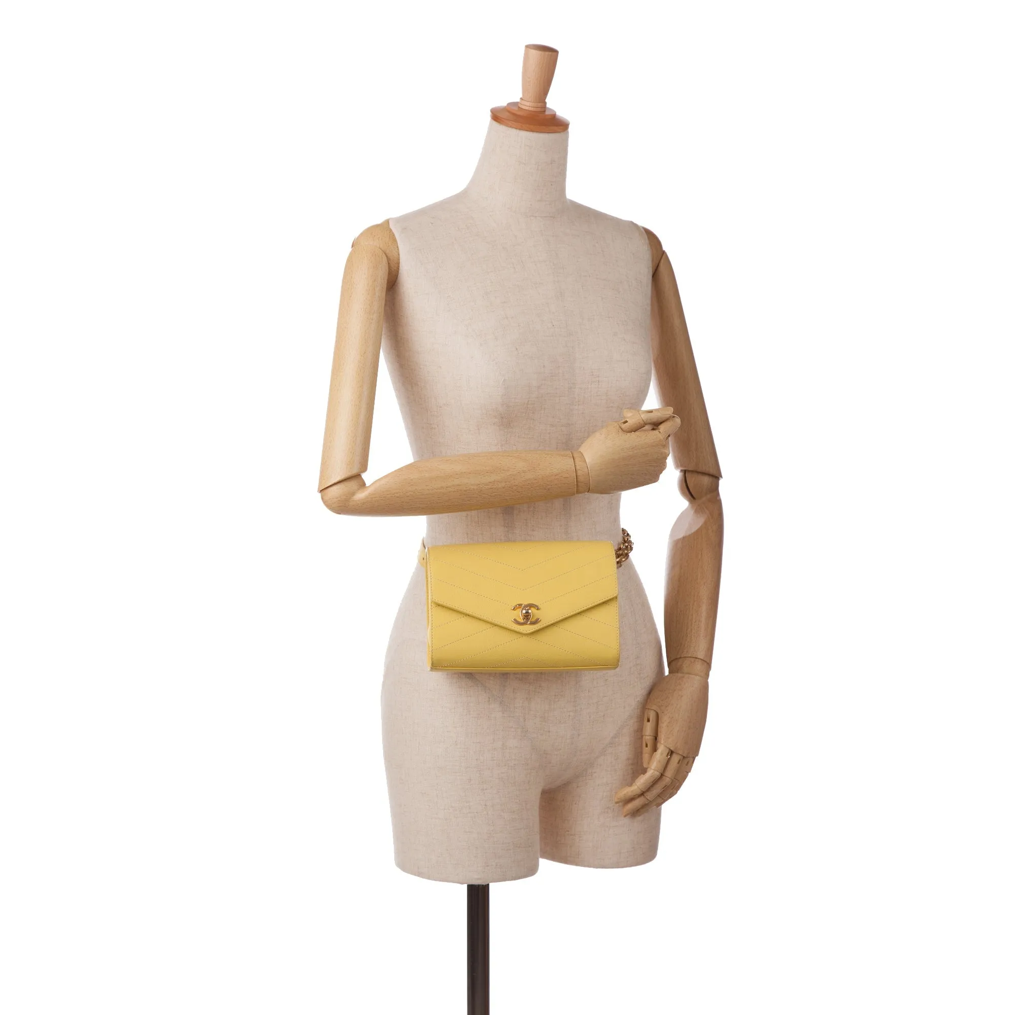 Chanel Coco Belt Bag Yellow Chevron Lambskin Gold