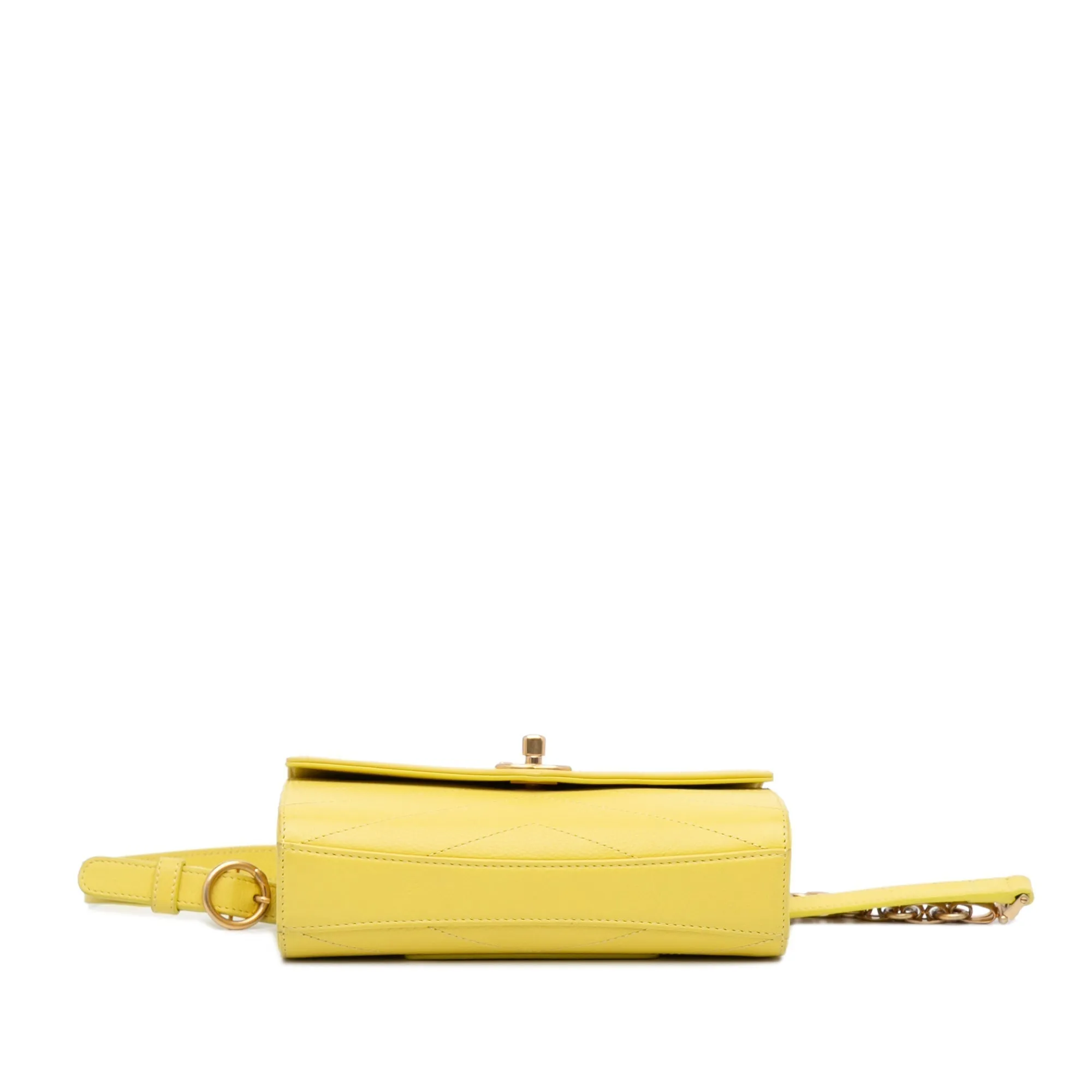 Chanel Coco Belt Bag Yellow Chevron Lambskin Gold