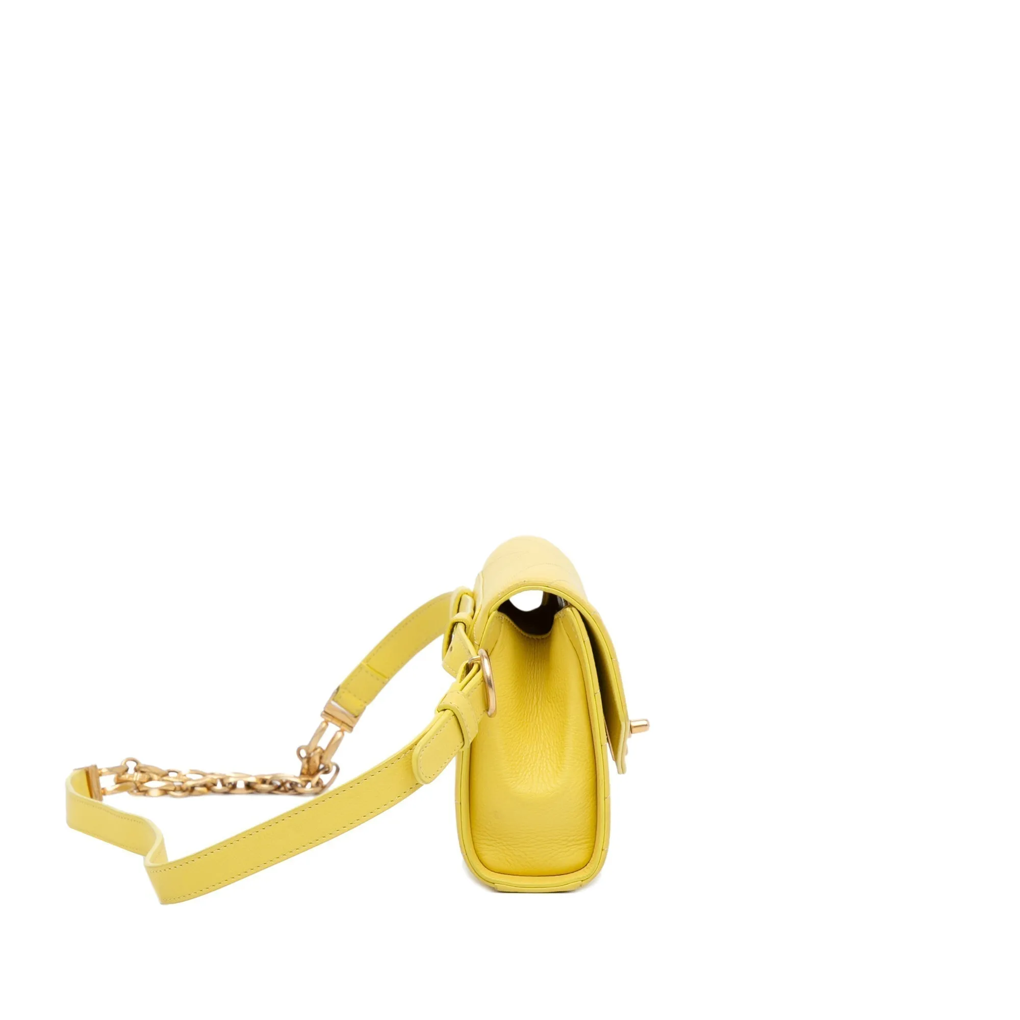 Chanel Coco Belt Bag Yellow Chevron Lambskin Gold