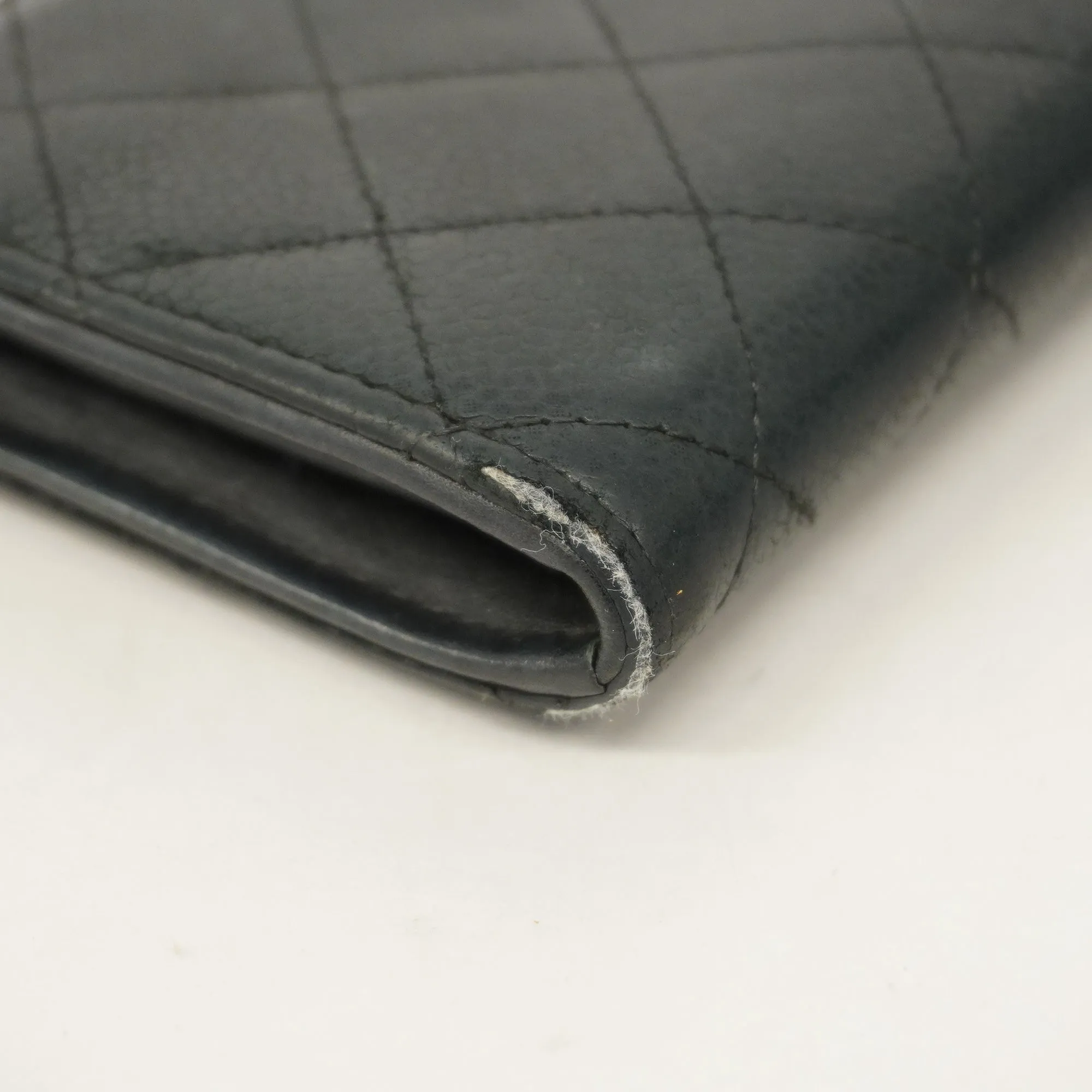 CHANEL   Matelasse Long Wallet Silver Metal Fittings Women's Caviar Leather