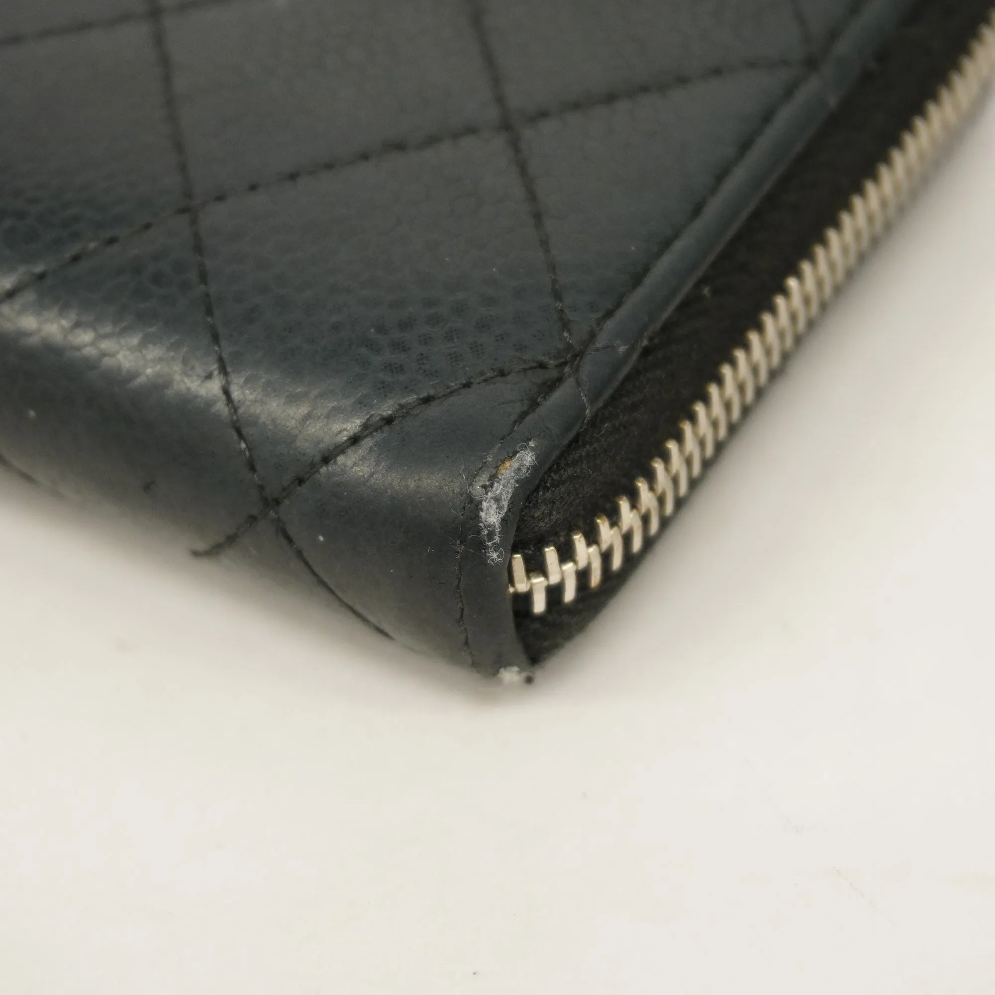 CHANEL   Matelasse Long Wallet Silver Metal Fittings Women's Caviar Leather