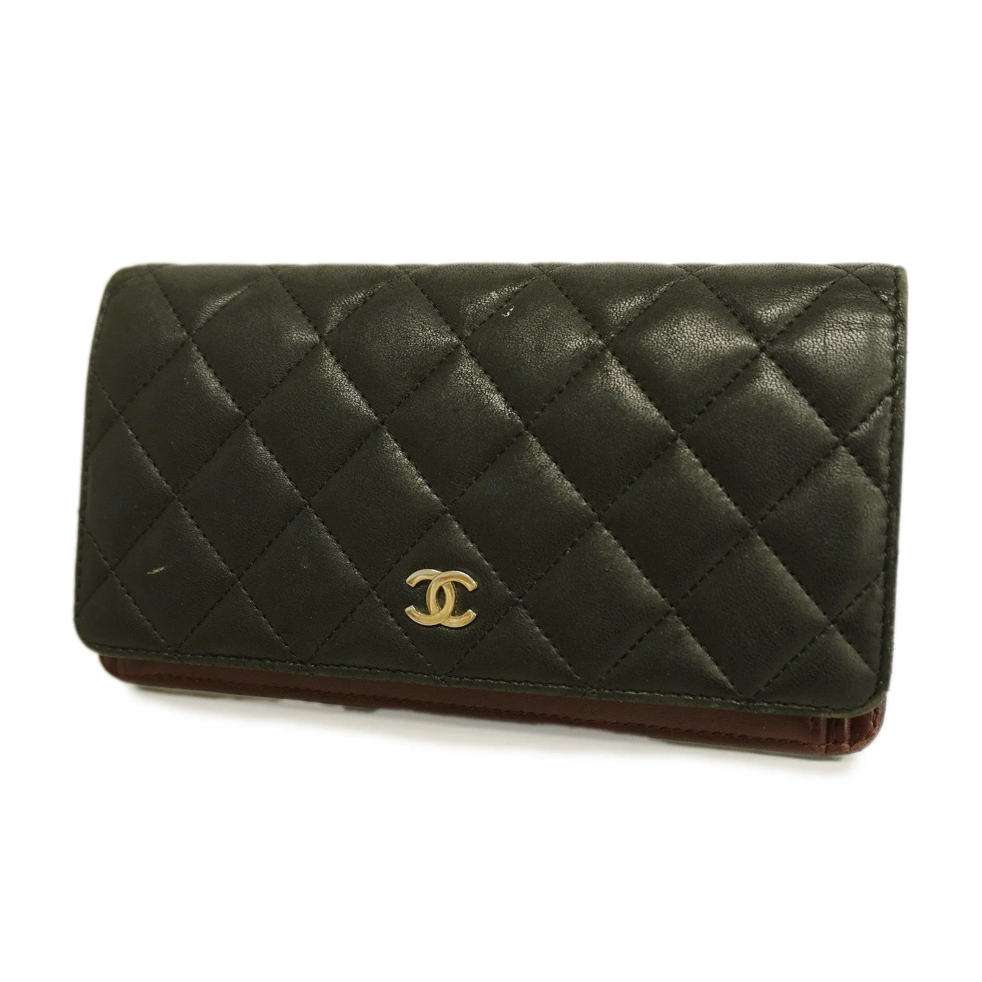 CHANEL   Matelasse Long Wallet Silver Metal Fittings Women's Lambskin