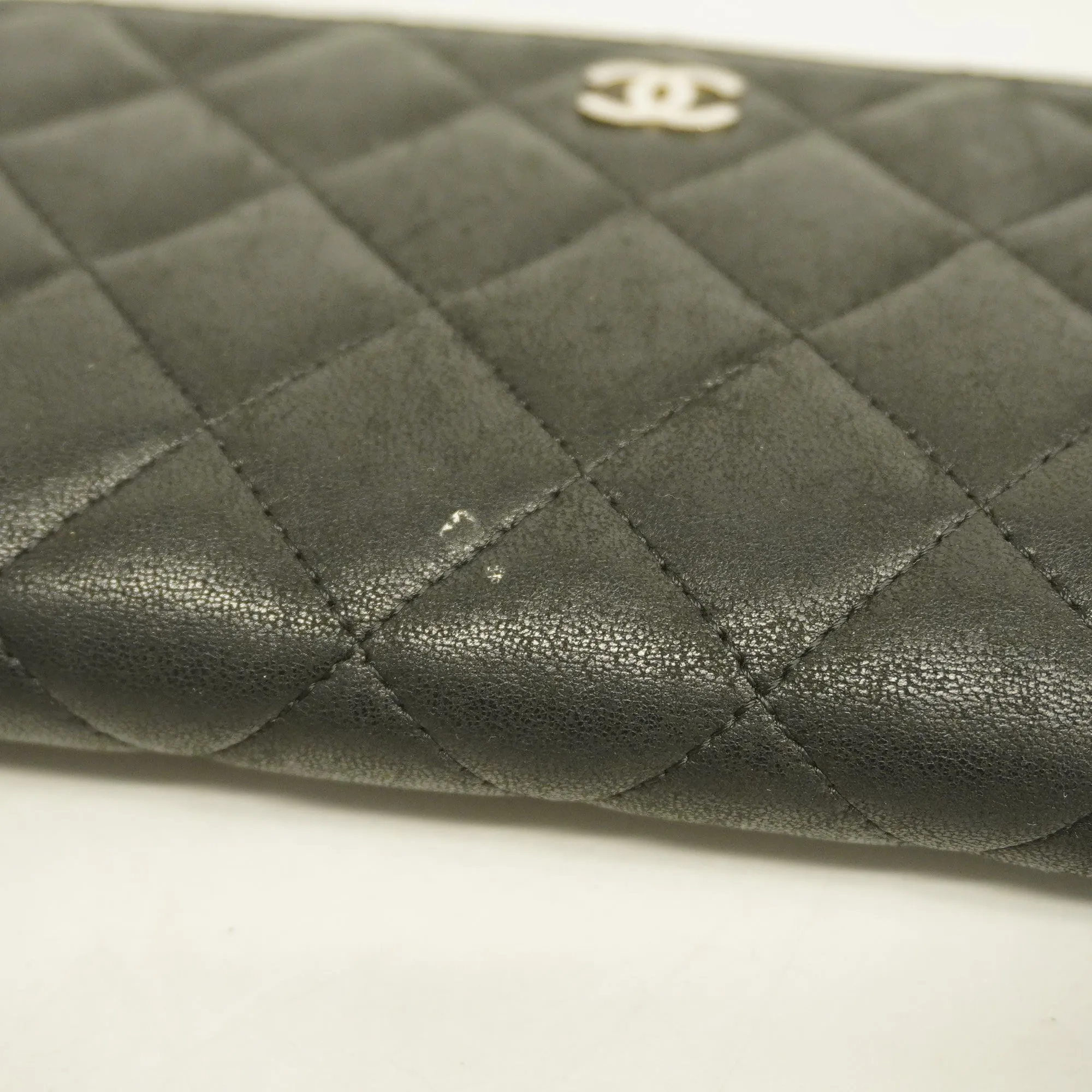 CHANEL   Matelasse Long Wallet Silver Metal Fittings Women's Lambskin