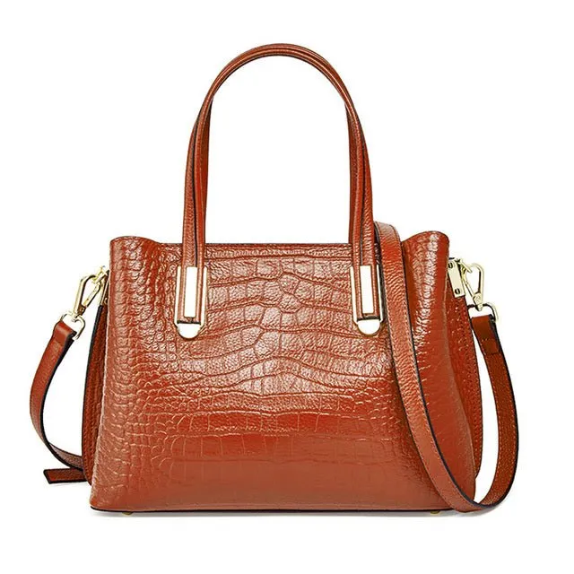 CrocLuxe Exotic Leather Zipper Top-handle Shoulder Bag