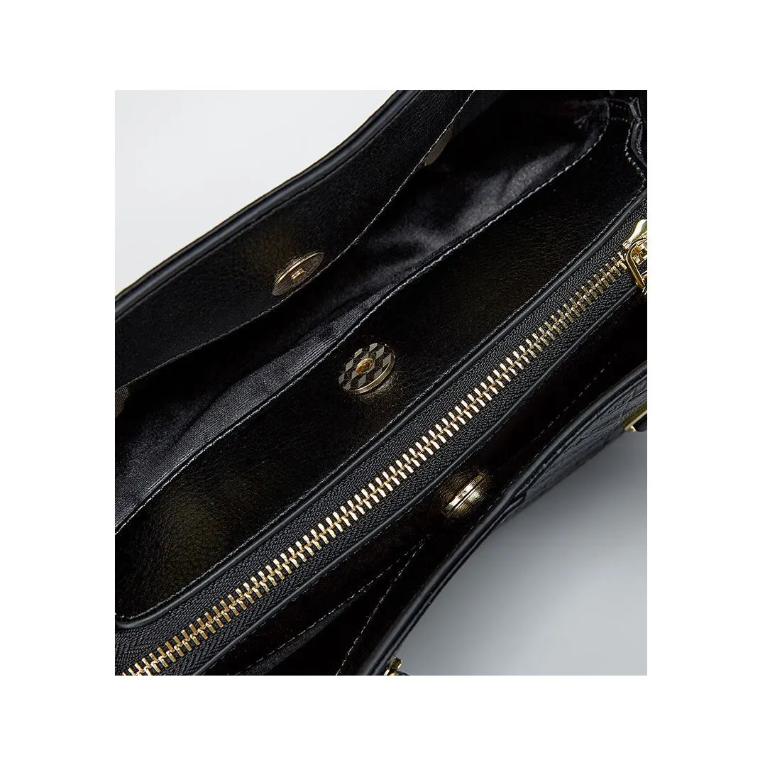CrocLuxe Exotic Leather Zipper Top-handle Shoulder Bag
