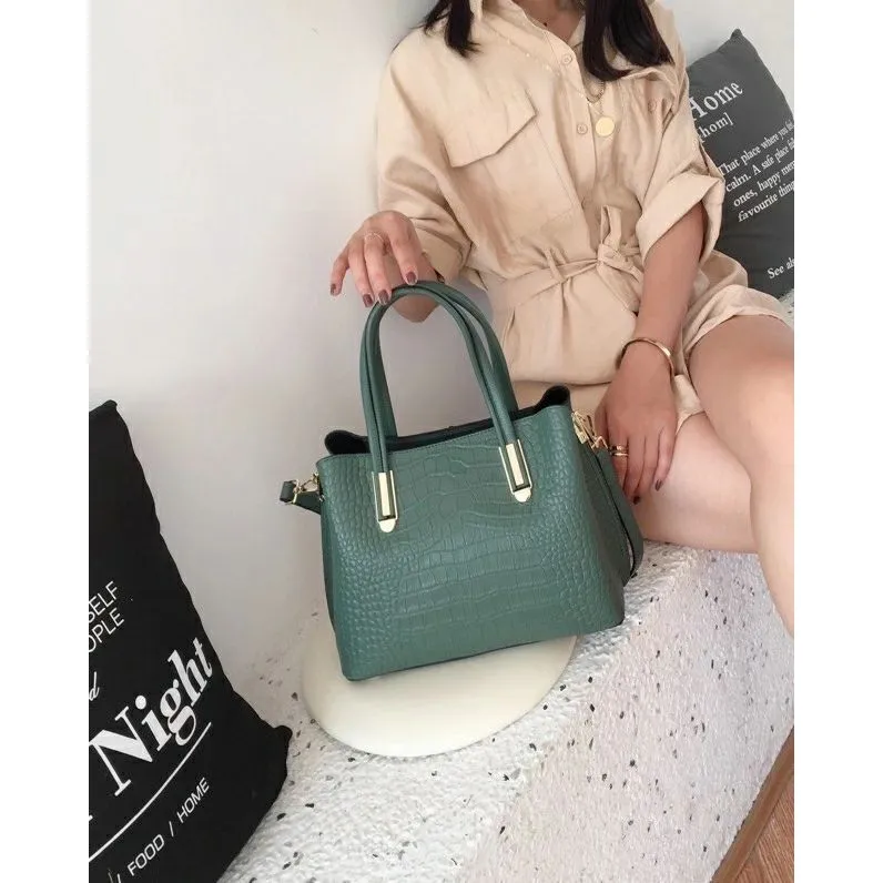 CrocLuxe Exotic Leather Zipper Top-handle Shoulder Bag