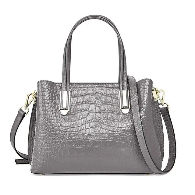 CrocLuxe Exotic Leather Zipper Top-handle Shoulder Bag
