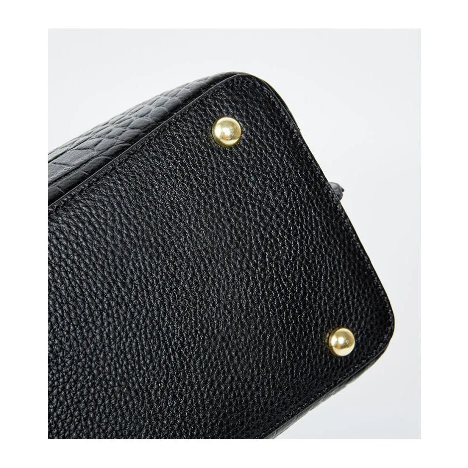 CrocLuxe Exotic Leather Zipper Top-handle Shoulder Bag