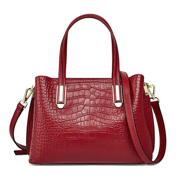 CrocLuxe Exotic Leather Zipper Top-handle Shoulder Bag