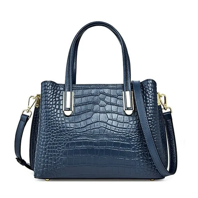 CrocLuxe Exotic Leather Zipper Top-handle Shoulder Bag