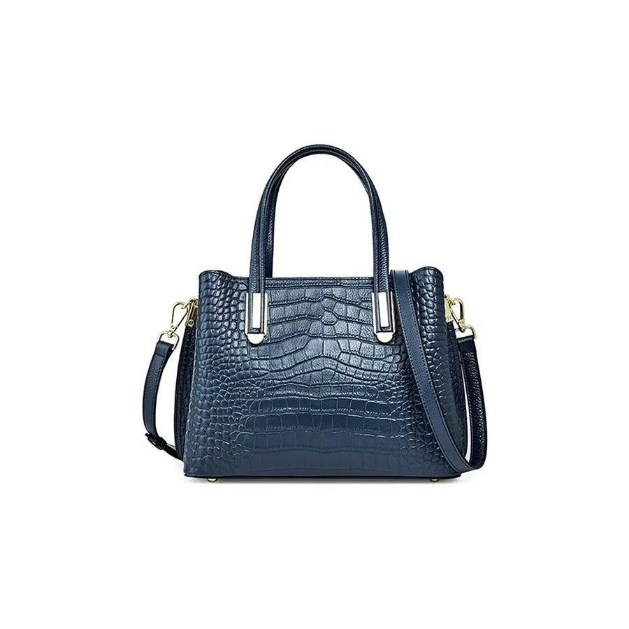 CrocLuxe Exotic Leather Zipper Top-handle Shoulder Bag