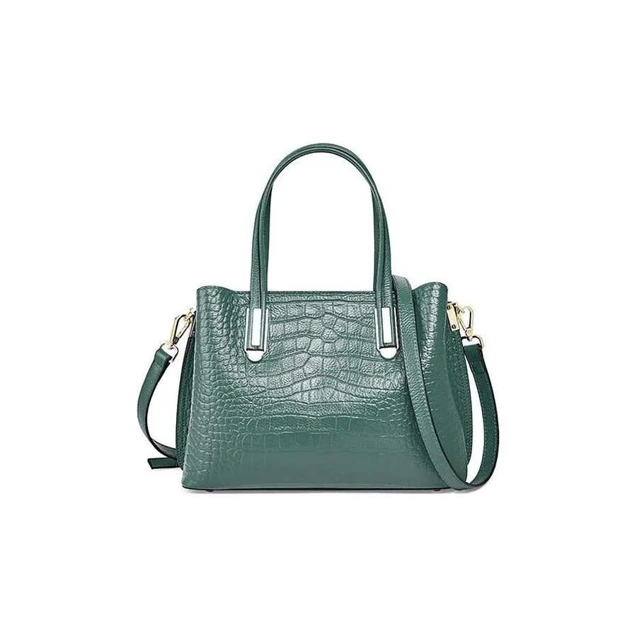 CrocLuxe Exotic Leather Zipper Top-handle Shoulder Bag