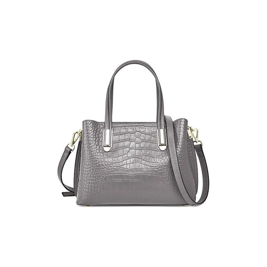 CrocLuxe Exotic Leather Zipper Top-handle Shoulder Bag