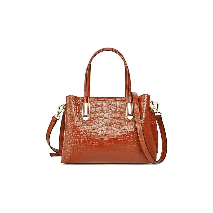 CrocLuxe Exotic Leather Zipper Top-handle Shoulder Bag