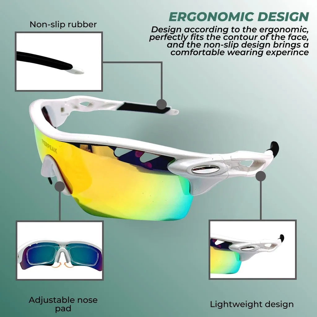 Durable UV400 Sport Sunglasses with 5 Lenses, Verpeak