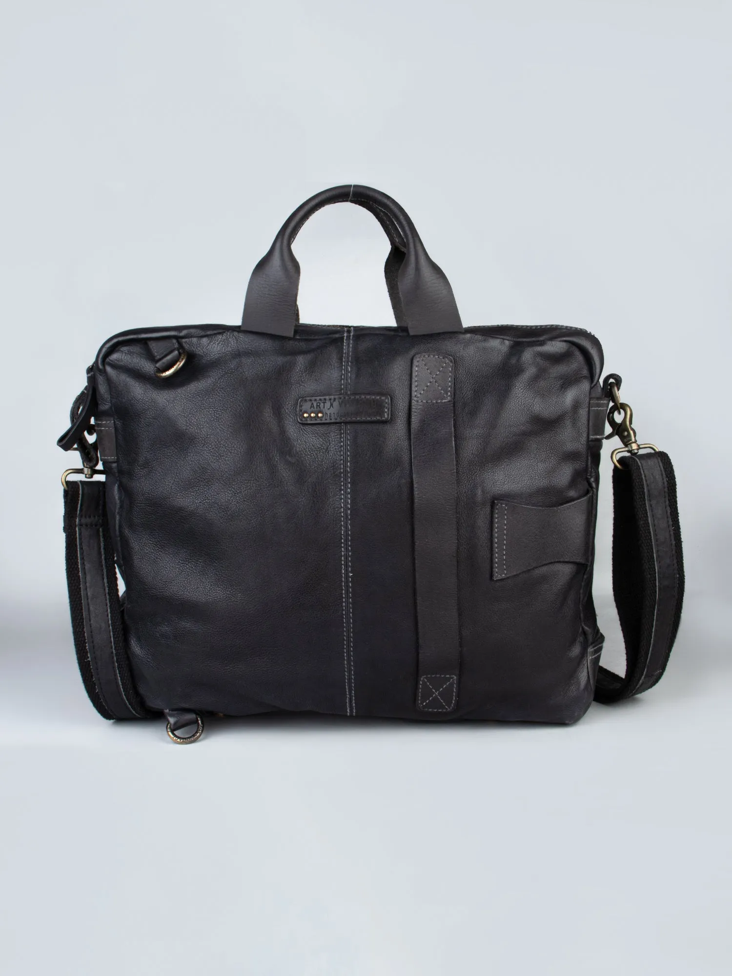 Enfield: Black Vintage Leather Men's Laptop Bag