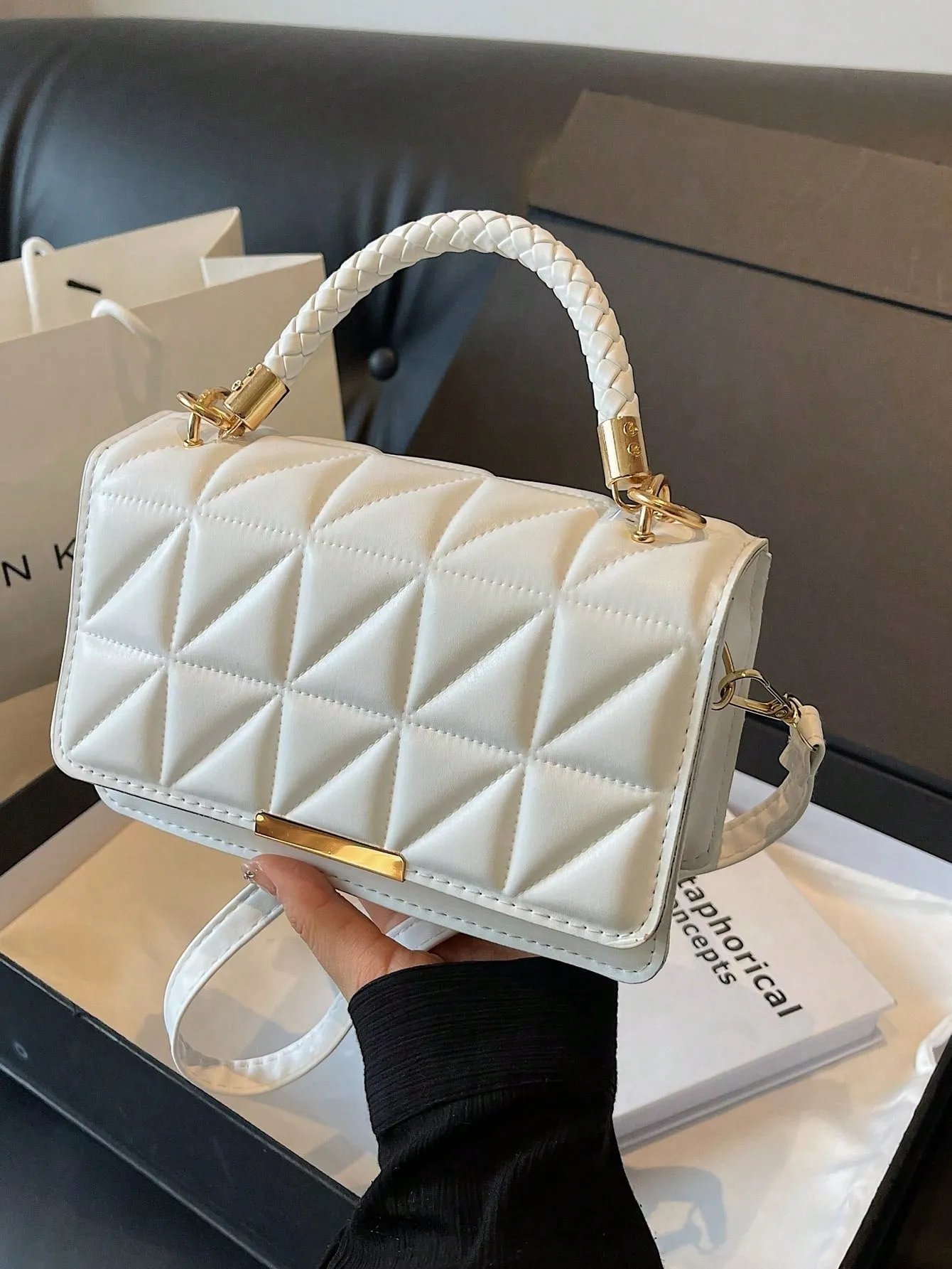 Exquisite,Elegant Portable Mini Stylish Flap Top Handle Bag With Adjustable Shoulder Strap For Female,For Lady Best Personalized Gifts For Women, Mom & Girlfriends