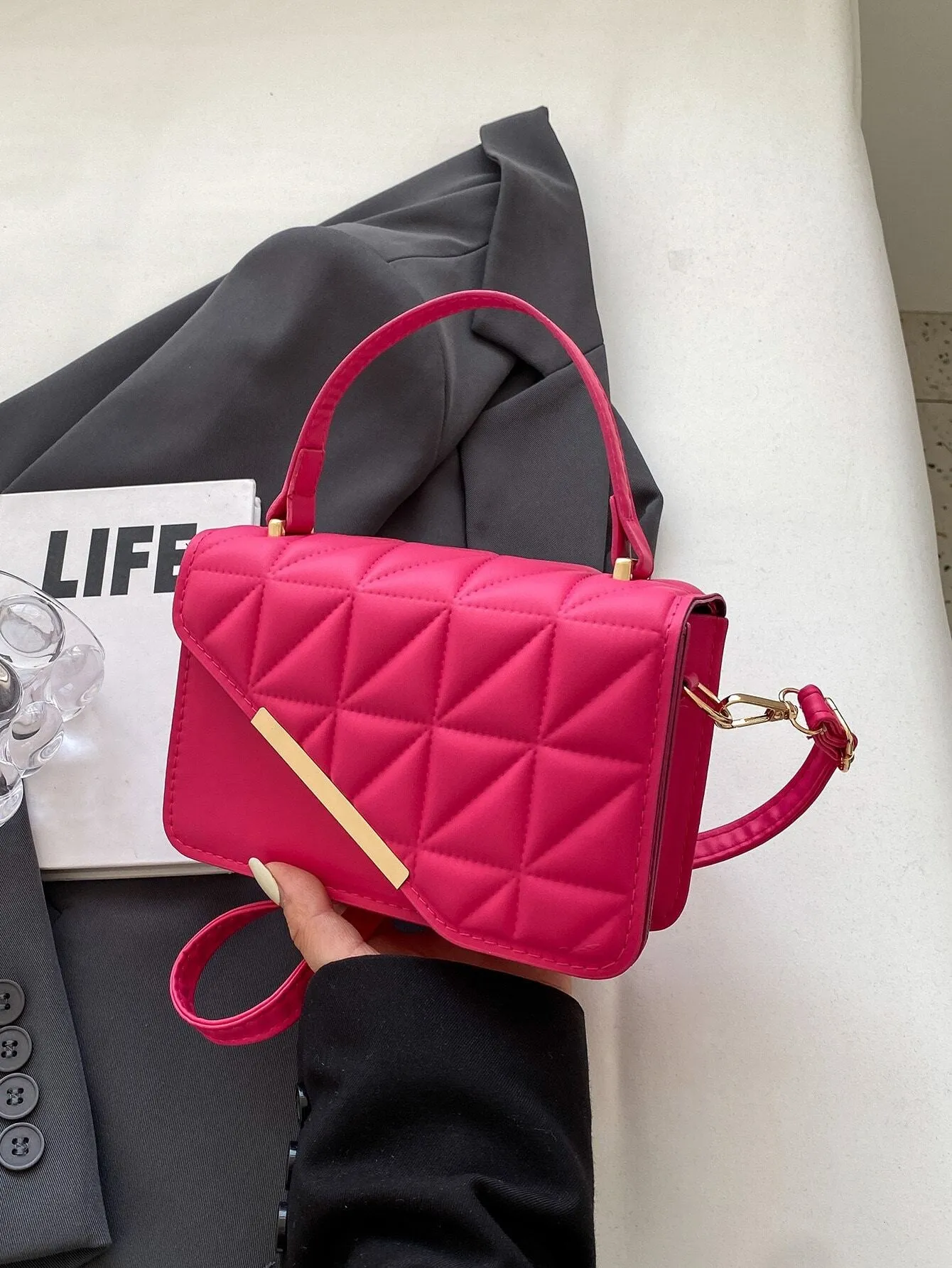 Exquisite,Elegant Portable Mini Stylish Flap Top Handle Bag With Adjustable Shoulder Strap For Female,For Lady Best Personalized Gifts For Women, Mom & Girlfriends