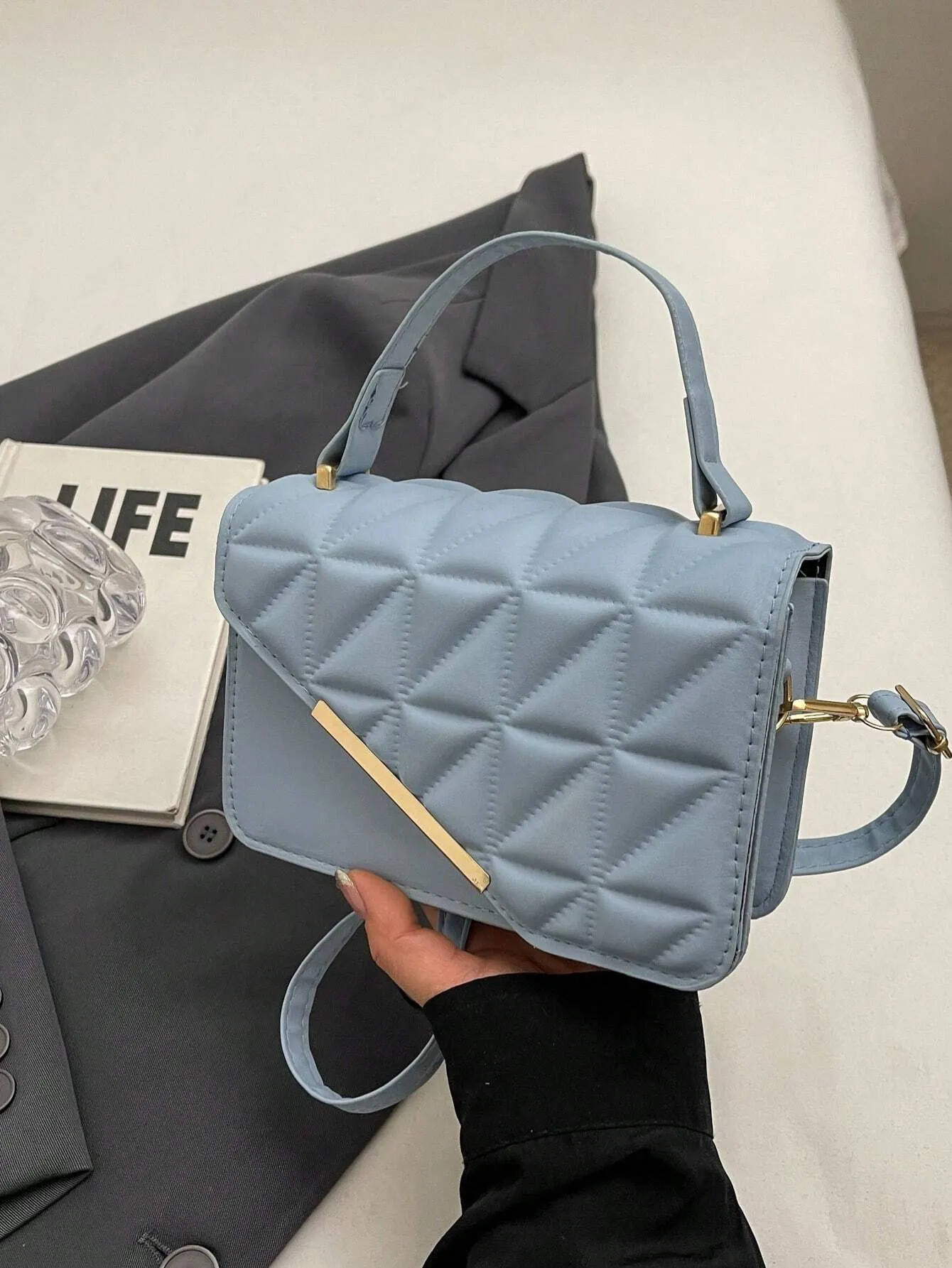 Exquisite,Elegant Portable Mini Stylish Flap Top Handle Bag With Adjustable Shoulder Strap For Female,For Lady Best Personalized Gifts For Women, Mom & Girlfriends