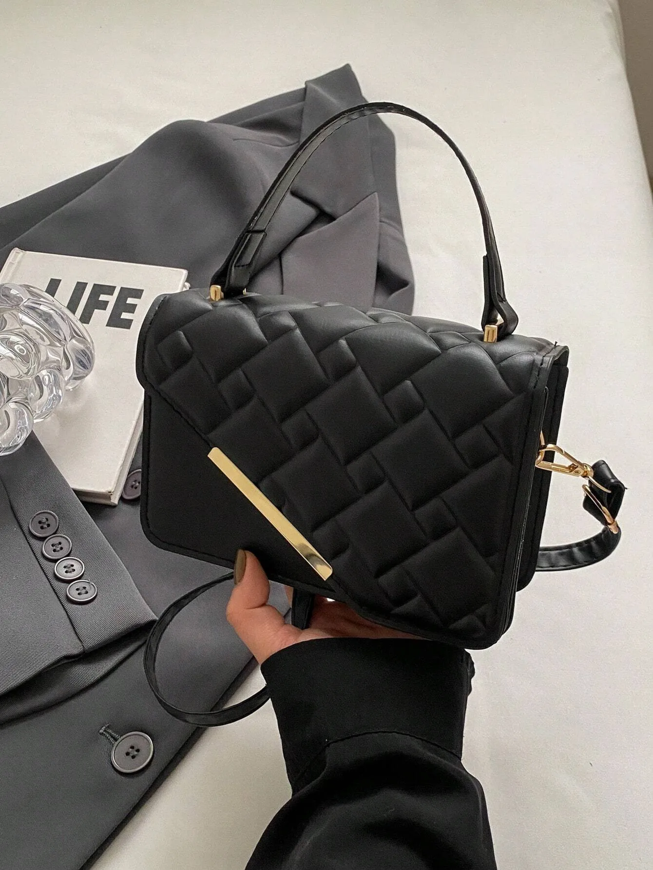Exquisite,Elegant Portable Mini Stylish Flap Top Handle Bag With Adjustable Shoulder Strap For Female,For Lady Best Personalized Gifts For Women, Mom & Girlfriends