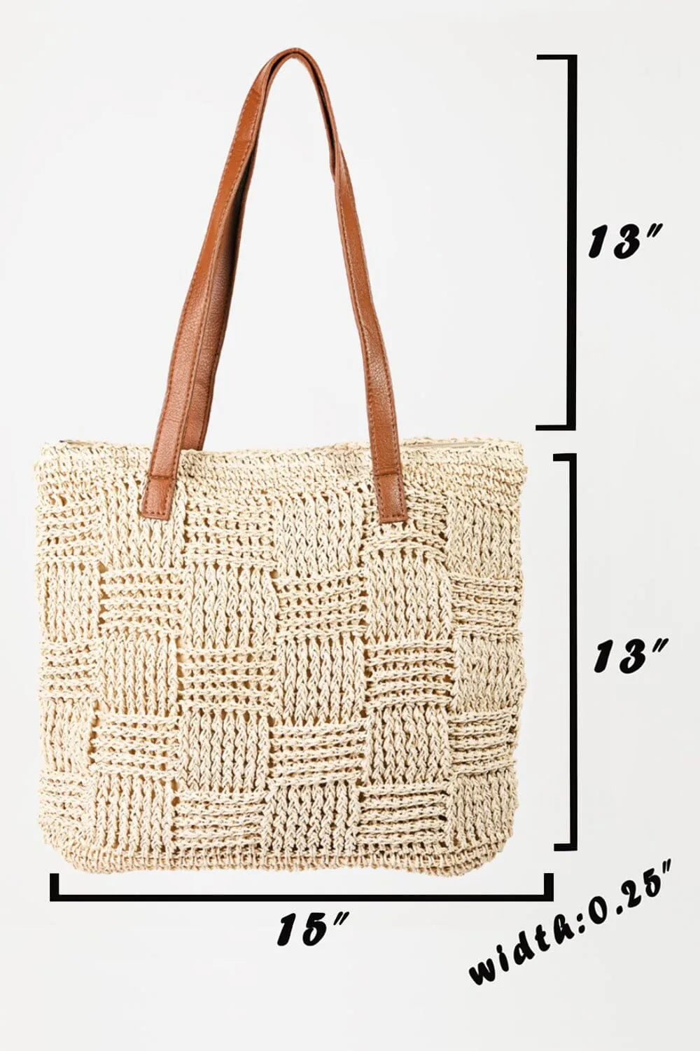 Fame Braided Faux Leather Strap Tote Bag