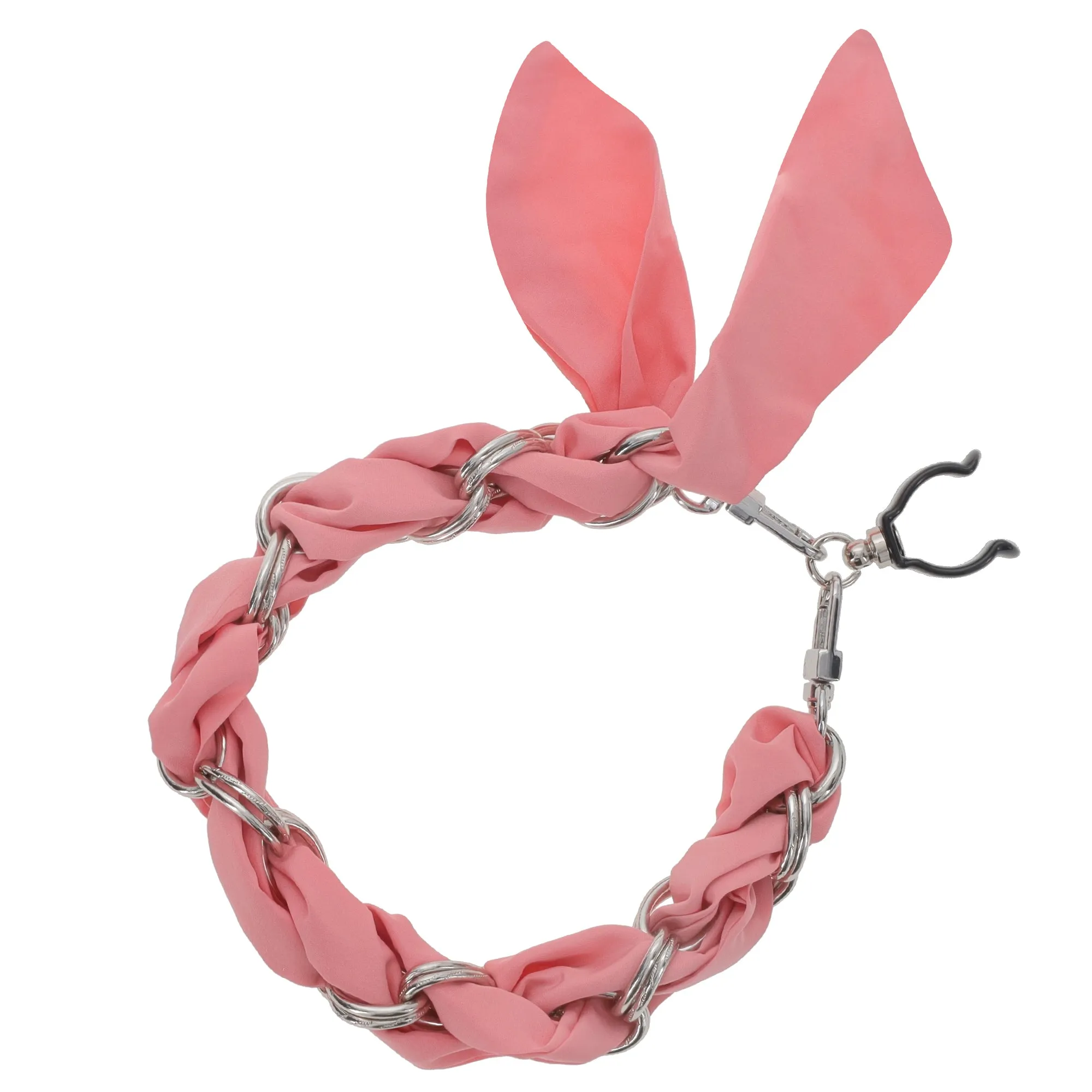 FashionStix Luxury Rose Silk Satin scarf with Chain Wrist Strap with Clip Holder
