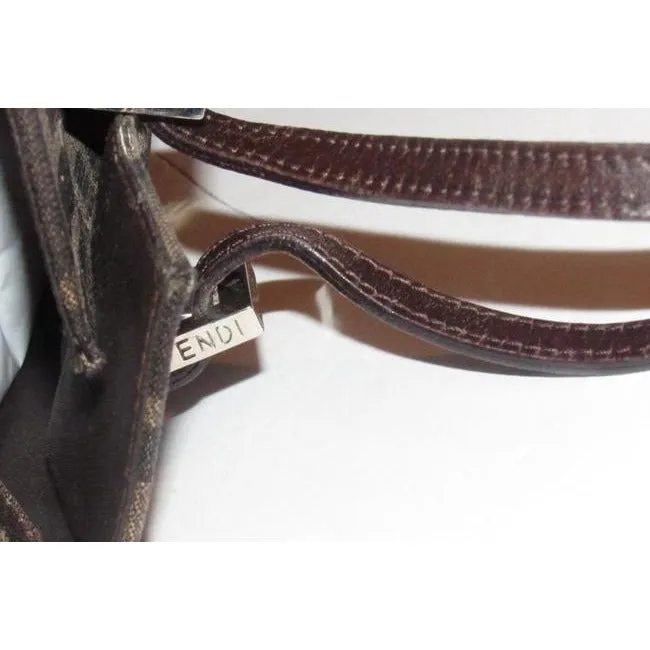 Fendi Ltd Ed Structured Lunchbox Purse Tobacco Zucca Print Leather Satchel