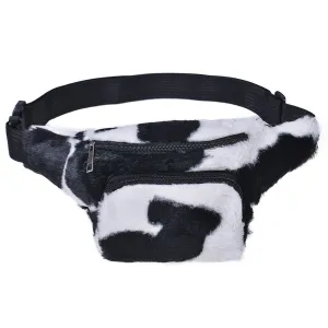 Festival Bumbag - Fluffy Black & White Cow Print