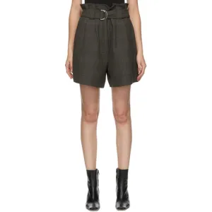 GANNI Khaki Paper Bag Belted Shorts