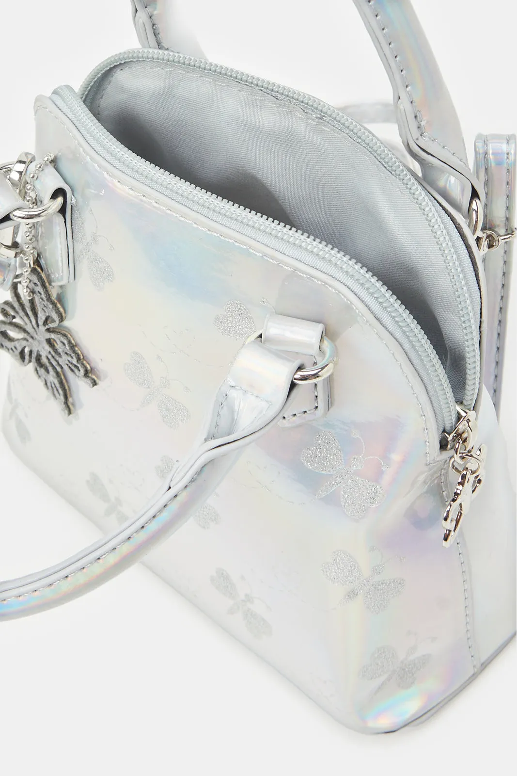 Girls Silver Cross Body Bag